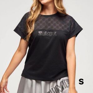 【新品】新作 ズンバ zumba ウェア トップス Tシャツ 半袖 レディース 黒 シルバー/S