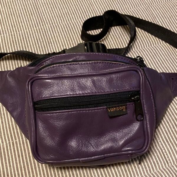 ヴィンテージ 90s00s vanson バンソン レザー ボディバッグ パープル系