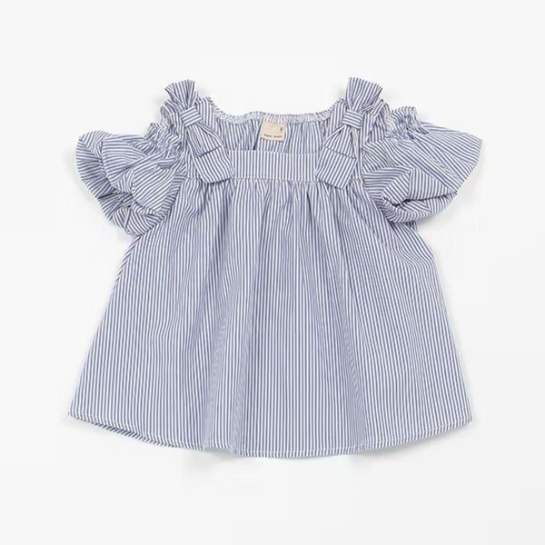 プティマイン 80センチ 【AJUGA.リンク】オフショルブラウス ブルー 美品