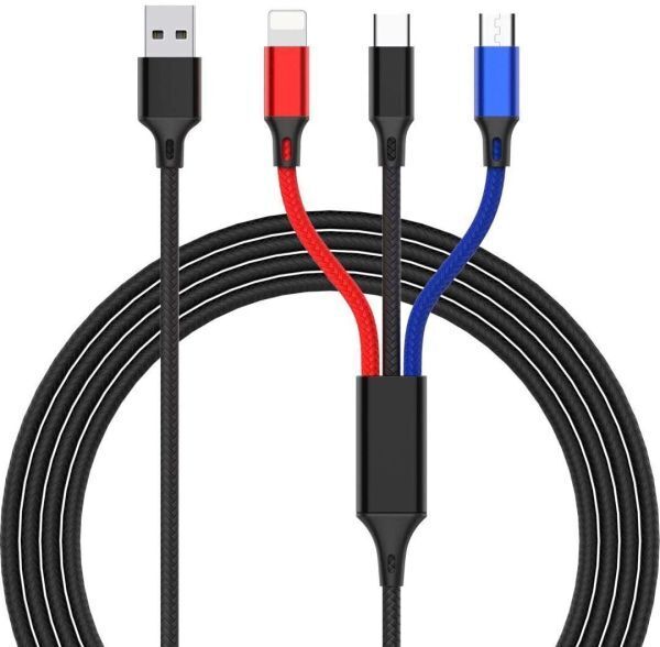 送料0 3in1 充電ケーブル iPhone android type-c 同時給電可