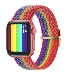38/40/41mm 七色虹 Apple Watch用 バンド ナイロン製弾性 アップルウォッチ SE/8/7/6/5/4/3/2/1に対応