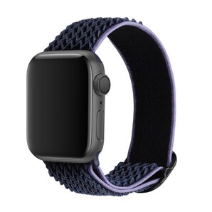 42/44/45mm/Ultra 夜中ブルー Apple Watch用 バンド ナイロン製弾性 アップルウォッチ SE/8/7/6/5/4/3/2/1に対応