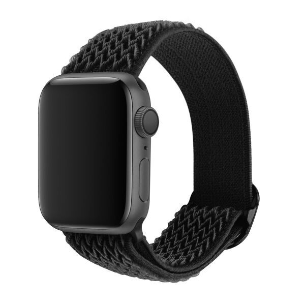 42/44/45mm/Ultra 完全ブラック Apple Watch用 バンド ナイロン製弾性 アップルウォッチ SE/8/7/6/5/4/3/2/1に対応