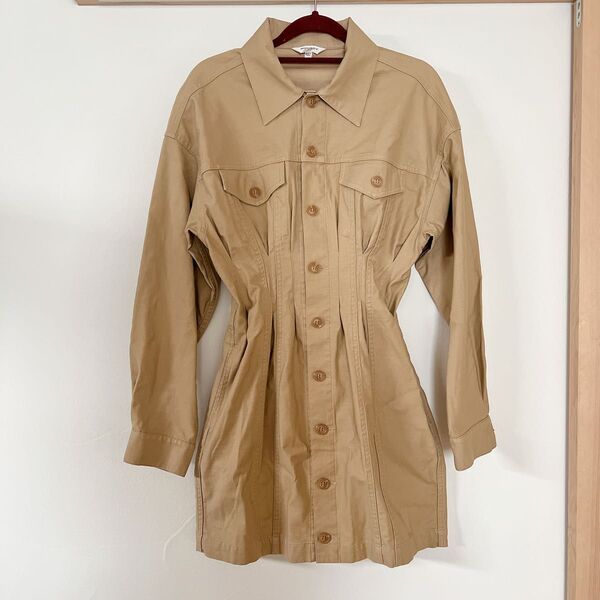ボタン付きミニワンピース 長袖 ボタン シャツ MOUSSY マウジー