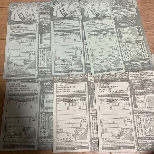 週刊少年ジャンプ ビクトリーカーニバル 応募用紙 応募券 応募シート 6枚
