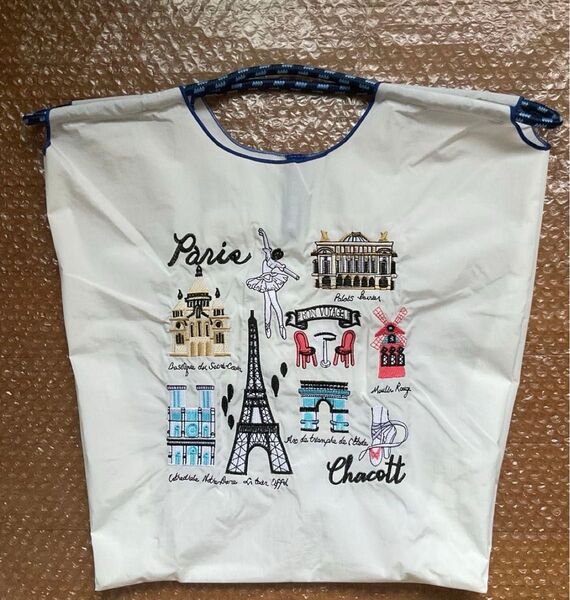 エコバッグ 刺繍 パリ エッフェル塔 バレエ Mサイズ