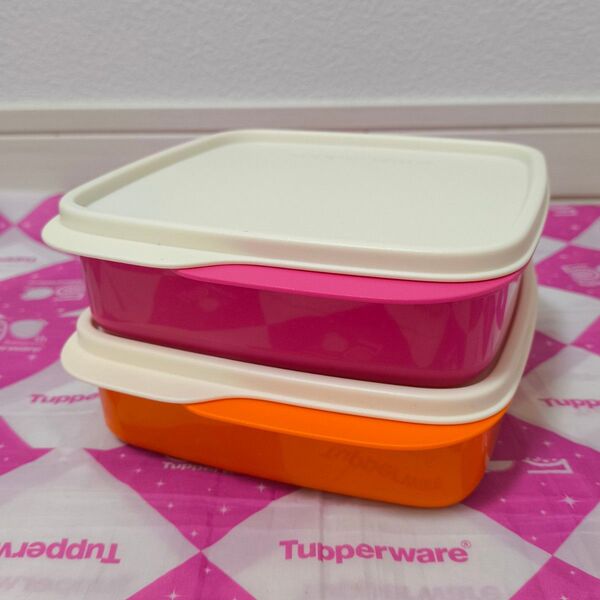 タッパーウェア スクエア ランチケース(仕切り付)(2個)Tupperware