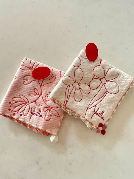 シビラ タオルハンカチ 2枚 花柄 刺繍 薄手 小タオルハンカチ