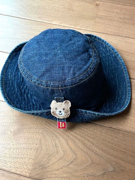 ミキハウス ホットビスケッツ デニム 帽子 バケットハット 48センチ 美品 キャップ キッズ