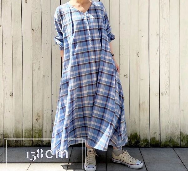 新品♪ サマンサモスモスブルー 高山都コラボシャツワンピース ブルー Mサイズ