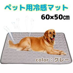 【新品】ペット用 ひんやり 接触冷感 マット 60×50㎝ グレー 犬猫 小動物 洗濯可能 ワンちゃん 冷却シート ひんやりマット