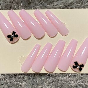 No.106 ネイルチップ シンプル ピンク ロングネイル 海外ガール ワンカラー