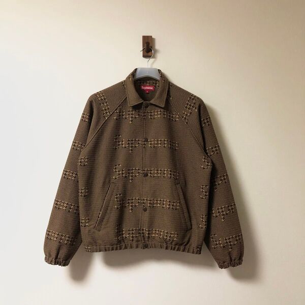 20AW Supreme HOUNDSTOOTH LOGOS SNAP FRONT JACKET 千鳥格子 ブルゾン ブラウン