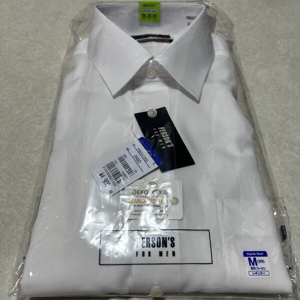 PERSON’S ワイシャツ 39-80 M 白 カッターシャツ 形態安定加工 ノンアイロン 長袖