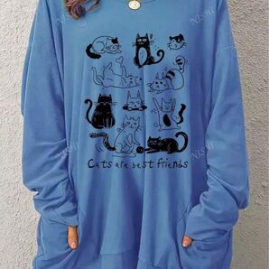 大きいサイズ トップス Tシャツ 4XL 猫 長袖