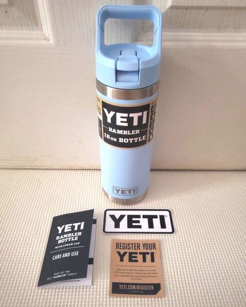 YETI ランブラー ステンレスボトル キャンプ ストロー18oz 水筒 ブルー イエティ タンブラー 保温 保冷 アウトドア