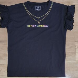 GLOBAL WORK ネックレス風Tシャツ 150ブラック