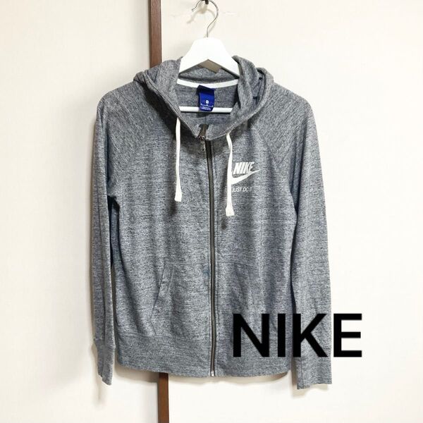 NIKE ジップアップ薄手パーカー M 霜降りグレー ヨガ ピラティス ワークアウト ランニング ナイキ 人気