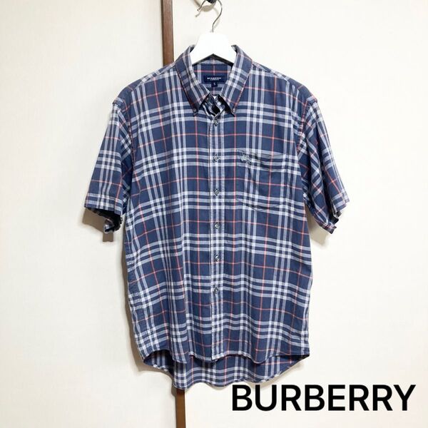 90s BURBERRY LONDON ノバチェック半袖ボタンダウンシャツ 人気