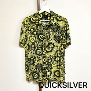 QUICKSILVER レーヨンプリントアロハシャツ M サイケ 人気