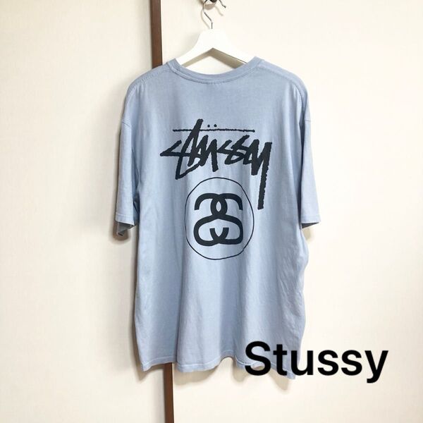 Stussy シャネルロゴ ライトブルーTシャツ XLステューシー 人気 希少