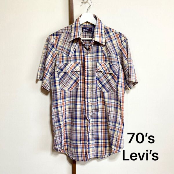70s Vintage USA製Levi’s ウエスタンシャツ 襟芯 人気 希少