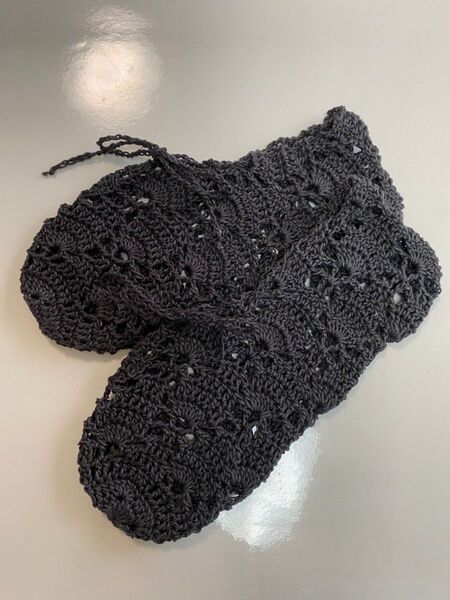 手編み靴下 綿100% 22.5~24cm ハンドメイド