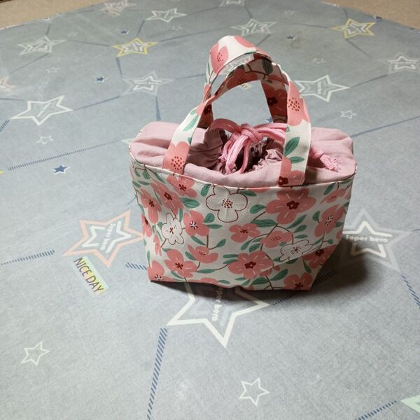 ハンドメイド 保冷シート使用 巾着 トートバック