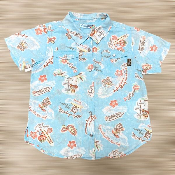 当時物 エンジェルブルー 130 ナカムラくん 平成レトロ 女児 Y2K Tシャツ 00s 夏物 アロハシャツ