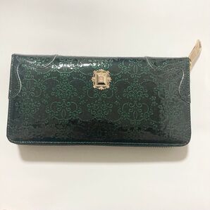 新品 アナスイ お財布 長財布 グリーン ルーミー 本革 レディース