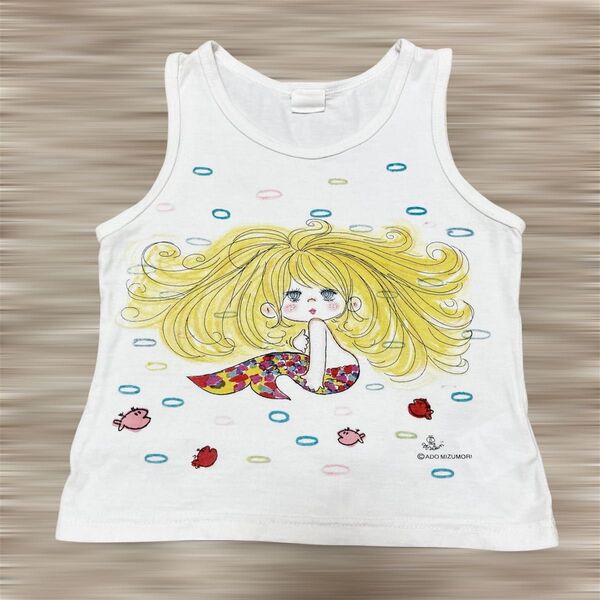 水森亜土 110 夏物トップス タンクトップ Tシャツ素材 昭和レトロ 公式グッズ 平成レトロ 女の子