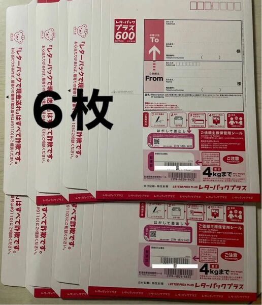 P8:レターパックプラス600/6枚郵便局