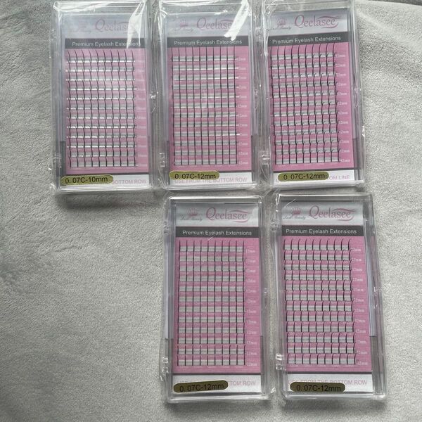 まつげエクステ 12mm 4個 10mm 1個Qeelasee 5個セット
