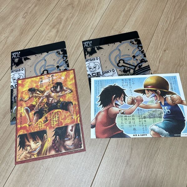 ONE PIECE ワンピース クリアファイル イラストカード 2セット ルフィ エース