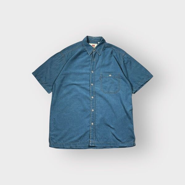 古着 90s〜 リーバイス 半袖 シャツ インディゴ デニム ボックスシルエット LEVI’S ブルー 無地 ブランク コットン