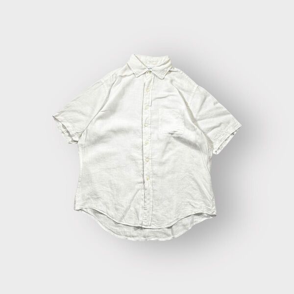 古着 90s〜 Brooks Brothers リネン シャツ 半袖 ホワイト ブルックスブラザーズ 無地 ブランク プレーン