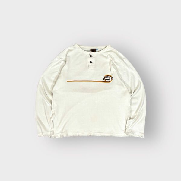 古着 90s〜 T&C タウン&カントリー ヘンリーネック ロンT 短丈 オールドサーフ y2k 白 cityboy ストリート
