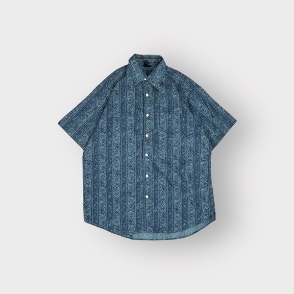 古着 00s OLD GAP 柄シャツ 半袖 ペイズリー ブルー cityboy アロハ レギュラーカラー 総柄 ギャップ