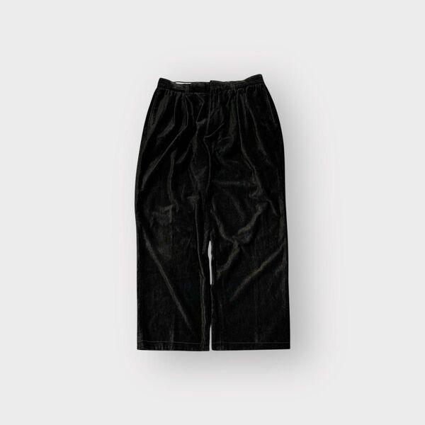古着 90s〜 ワイドパンツ ベロア スラックス ブラック 黒 CITYBOY ノームコア ルーズ 薄手 極太 パンツ
