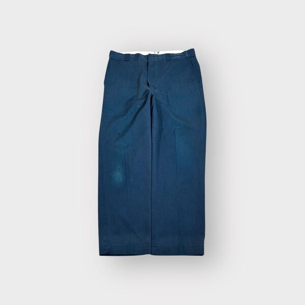 70s Dickies 874 ワークパンツ ネイビー 極太 ワイド w38 L31 チビタグ 白タグ ディッキーズ スラックス