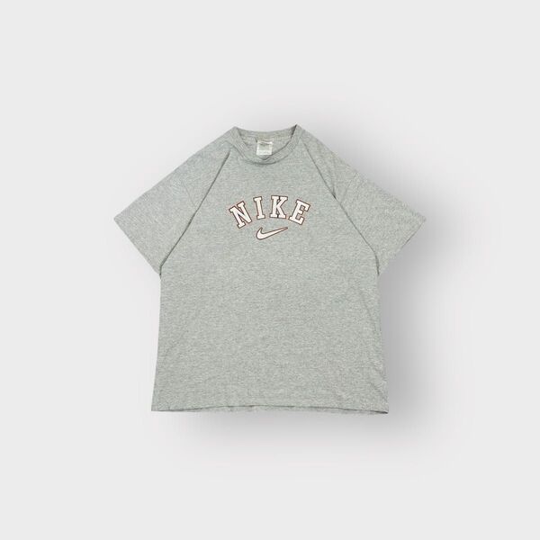 古着 90s〜00s NIKE ナイキ スウォッシュ プリント Tシャツ グレー ロゴ 半袖 cityboy 海外ストリート