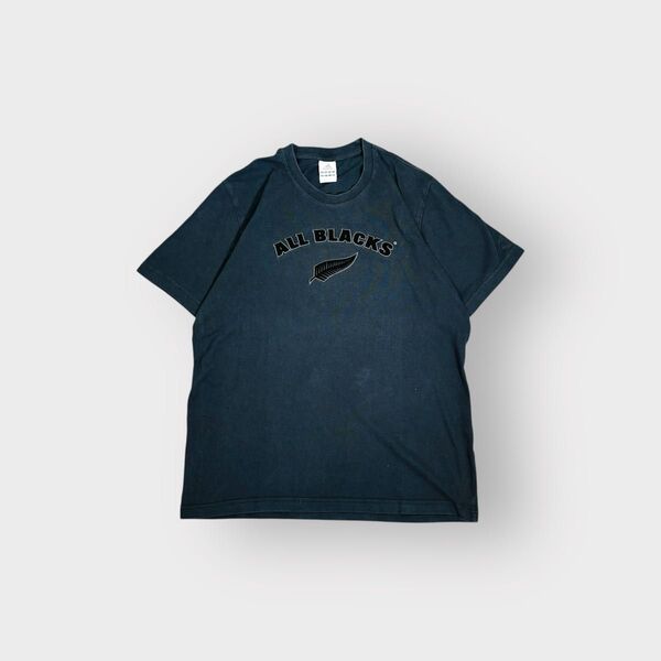 古着 00s adidas オールブラックス Tシャツ 半袖 フェード ブラック adidas ALL blacks ラグビー