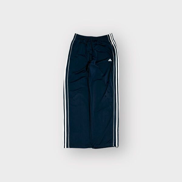 古着 00s adidas トラックパンツ スウェット スリーストライプ ワイド ダークネイビー ジャージ アディダス