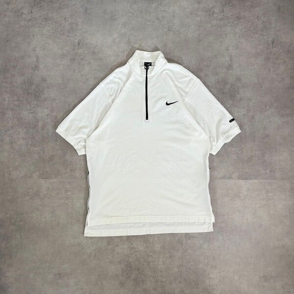 古着 90s〜 NIKE agassi ハーフジップ ポロシャツ Tシャツ 白 ナイキ アガシ 半袖 ホワイト cityboy