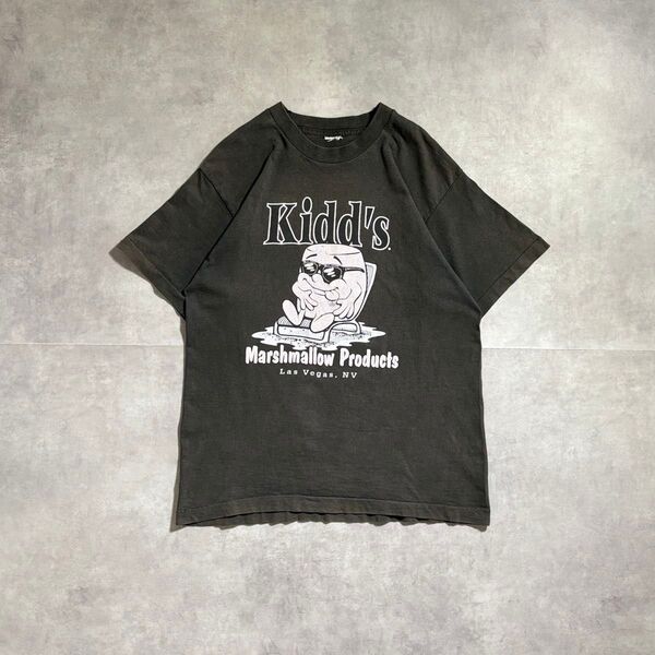 古着 〜90s アート Tシャツ プリント 鬼フェード ブラック シングルステッチ マシュマロ ユニーク 黒 cityboy