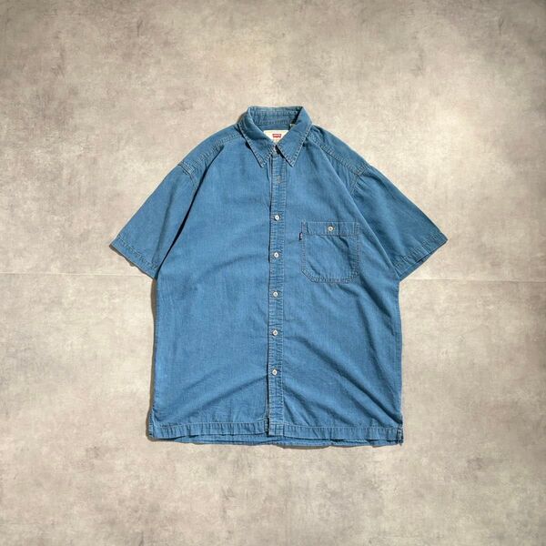 古着 90s〜 リーバイス 半袖 シャツ インディゴ デニム ボックスシルエット LEVI’S ブルー 無地 ブランク コットン