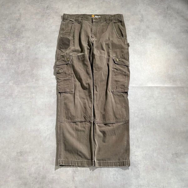 古着 Carhartt カーペンター カーゴ パンツ カーキ グリーン ワーク ダブルニー ストレート カーハート ミリタリー
