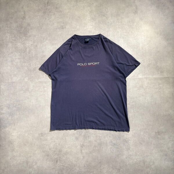 古着 90s ポロスポーツ ラルフローレン 半袖 Tシャツ 茄子紺 プリント polo sport フェード cityboy