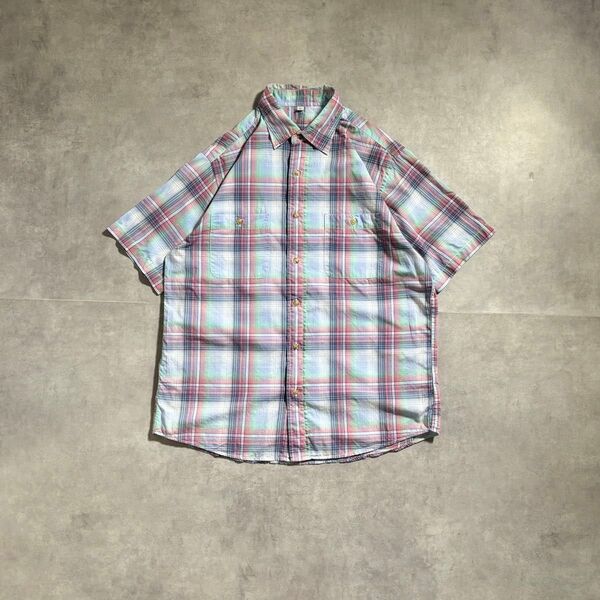 古着 00s オールド ユニクロ old UNIQLO チェックシャツ 短丈 シャドウ オンブレ 半袖 cityboy ストリート