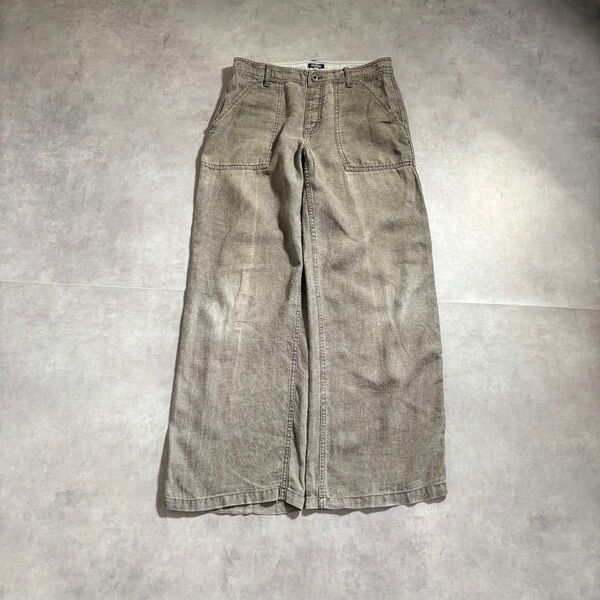 古着 90s〜 ジャーナルスタンダード リネンパンツ グレー フレア 極太 スラックス JOURNAL STANDARD ワイド